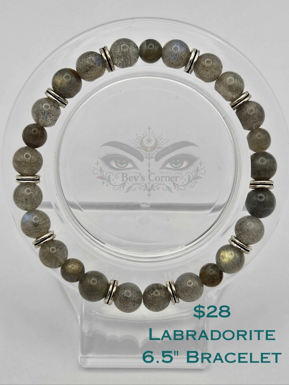 Handmade Silver-Accented Labradorite Stretch Bracelet